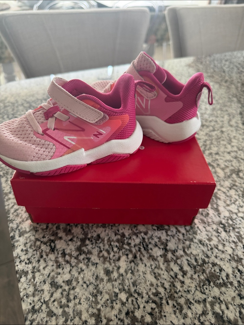 New Balance Pink and Magenta Kids Hook-and-Loop Sneakers
